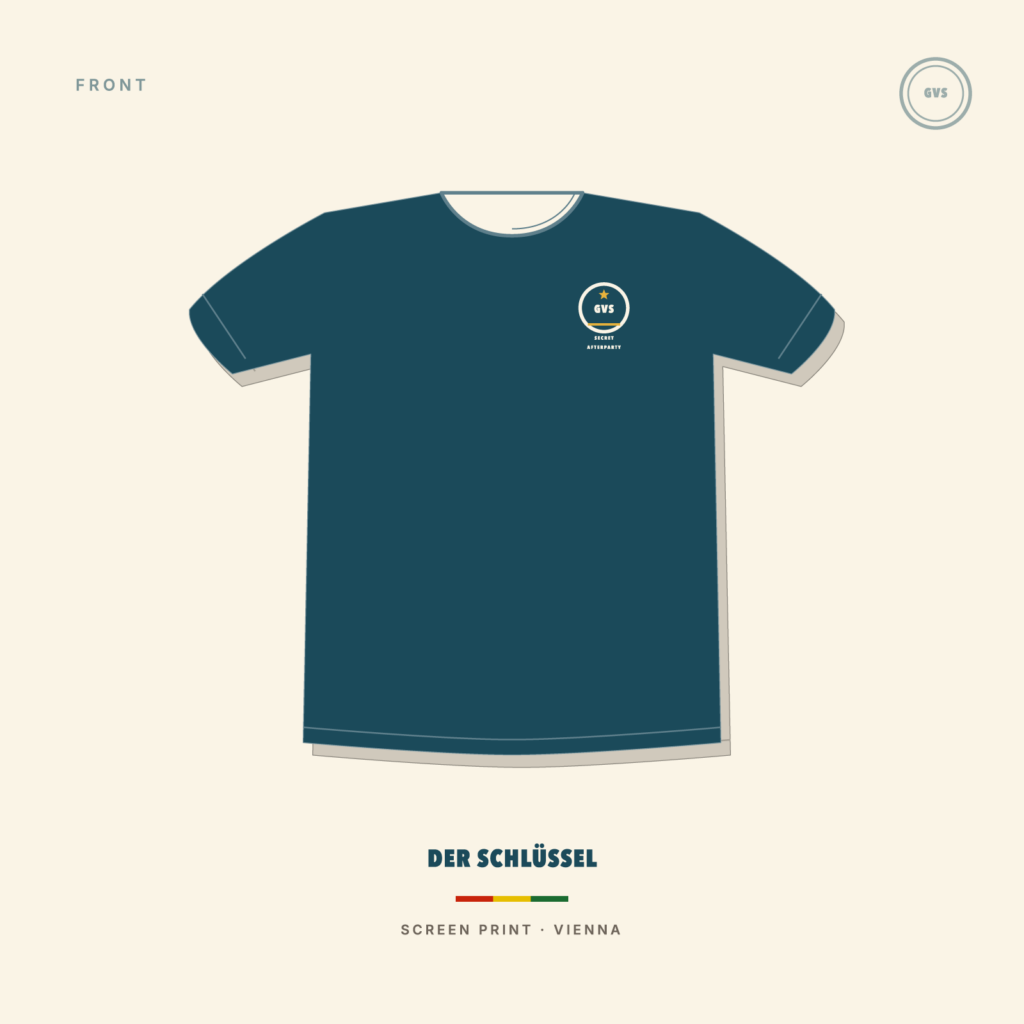 DER SCHLUESSEL t-shirt, deep petrol, front with small GVS chest print