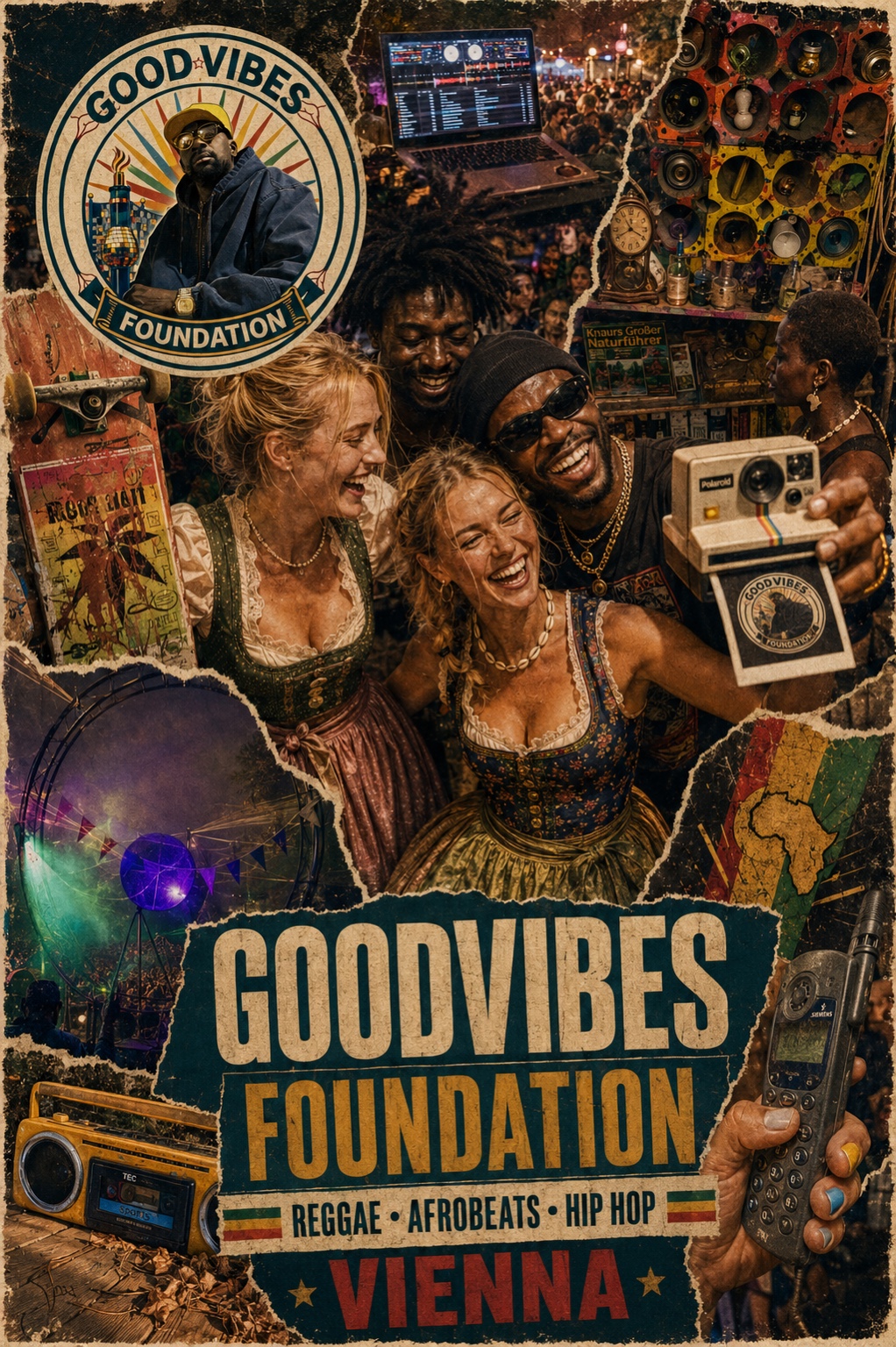GoodVibes Foundation Vienna poster: Austrian tradition meets African, Caribbean, reggae, Afrobeats and hip-hop culture in one joyful fusion