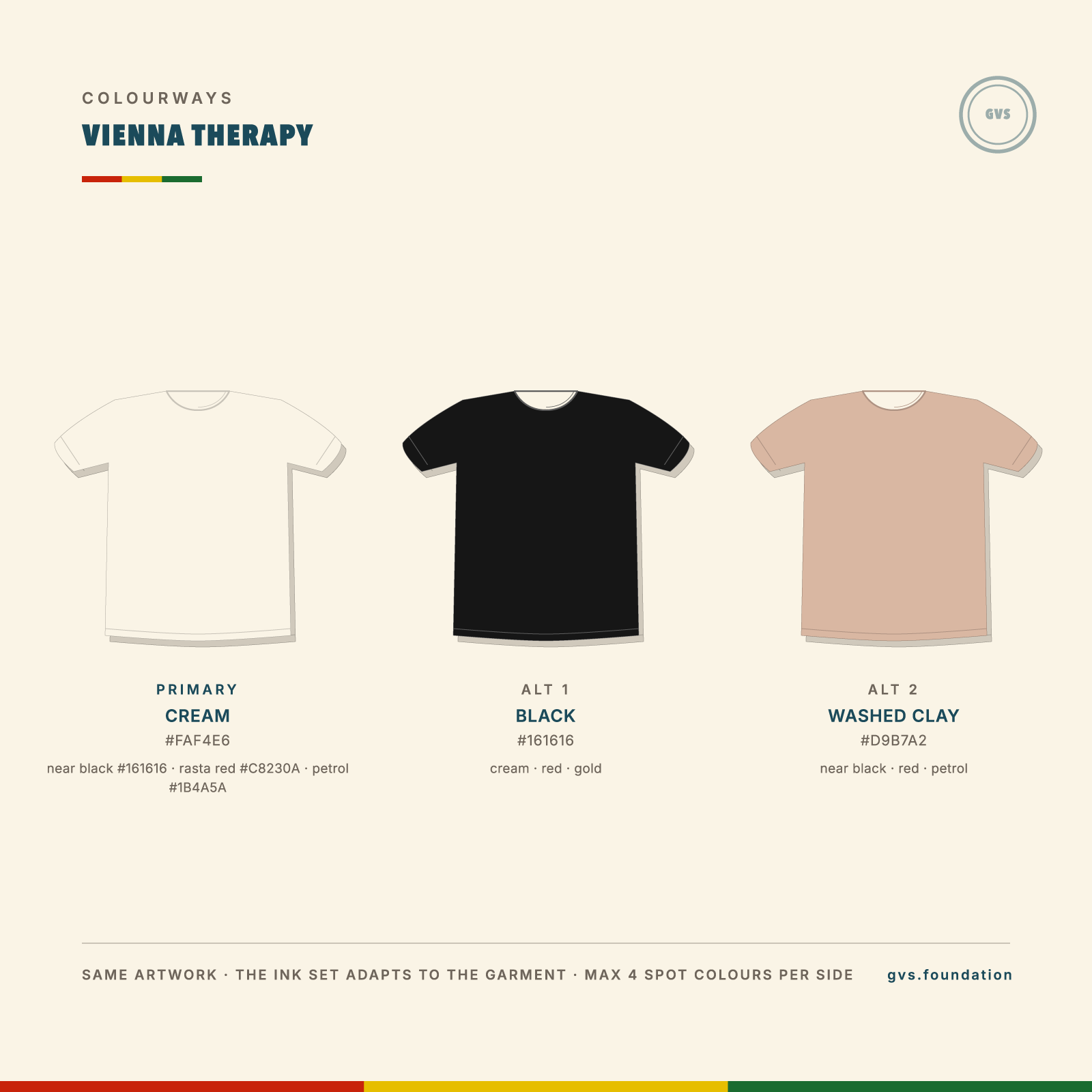 VIENNA THERAPY t-shirt in cream, black and washed clay